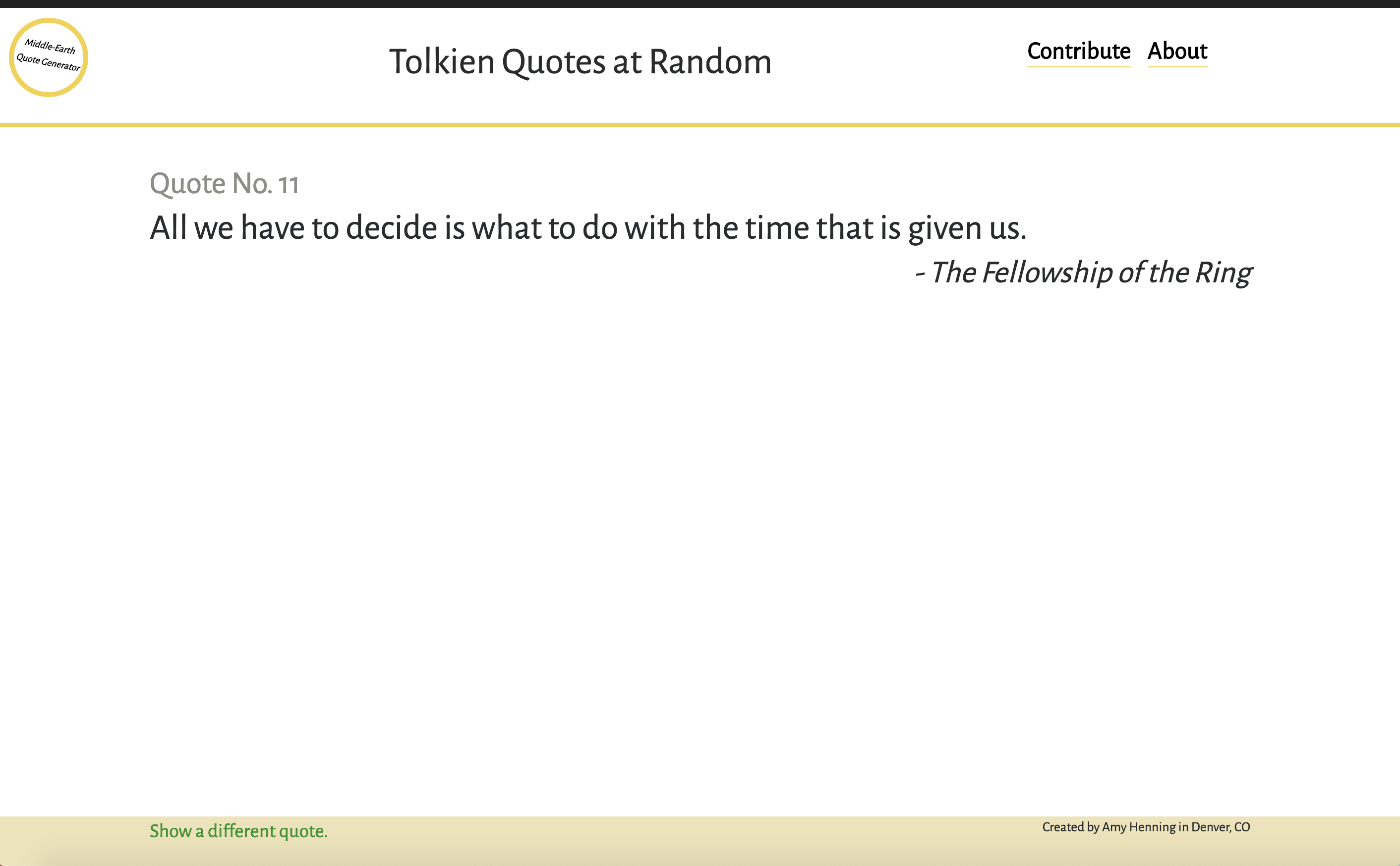 Tolkien Quote Generator Screenshot